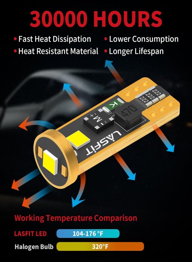 LASFIT مصباح LASFIT 194 LED أبيض 6000 كلفن، T10 168 2825 W5W بديل لمصابيح السقف، ومصابيح الأبواب، ومصابيح الترحيب، ومصابيح لوحة الترخيص، ومصابيح صندوق السيارة - فائق السطوع (عبوة من قطعتين) - Image 3